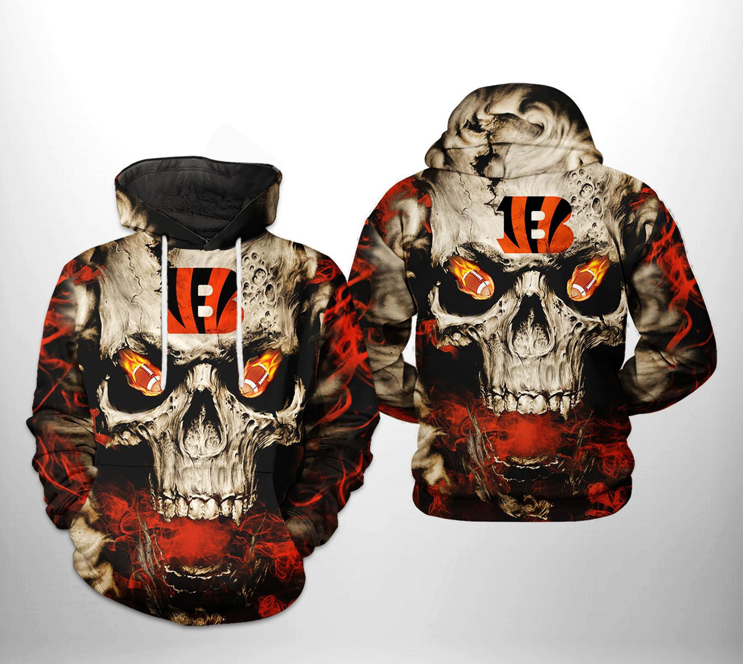 NFL Cincinnati Bengals NFL Skull Team Hoodie  Zip Hoodie