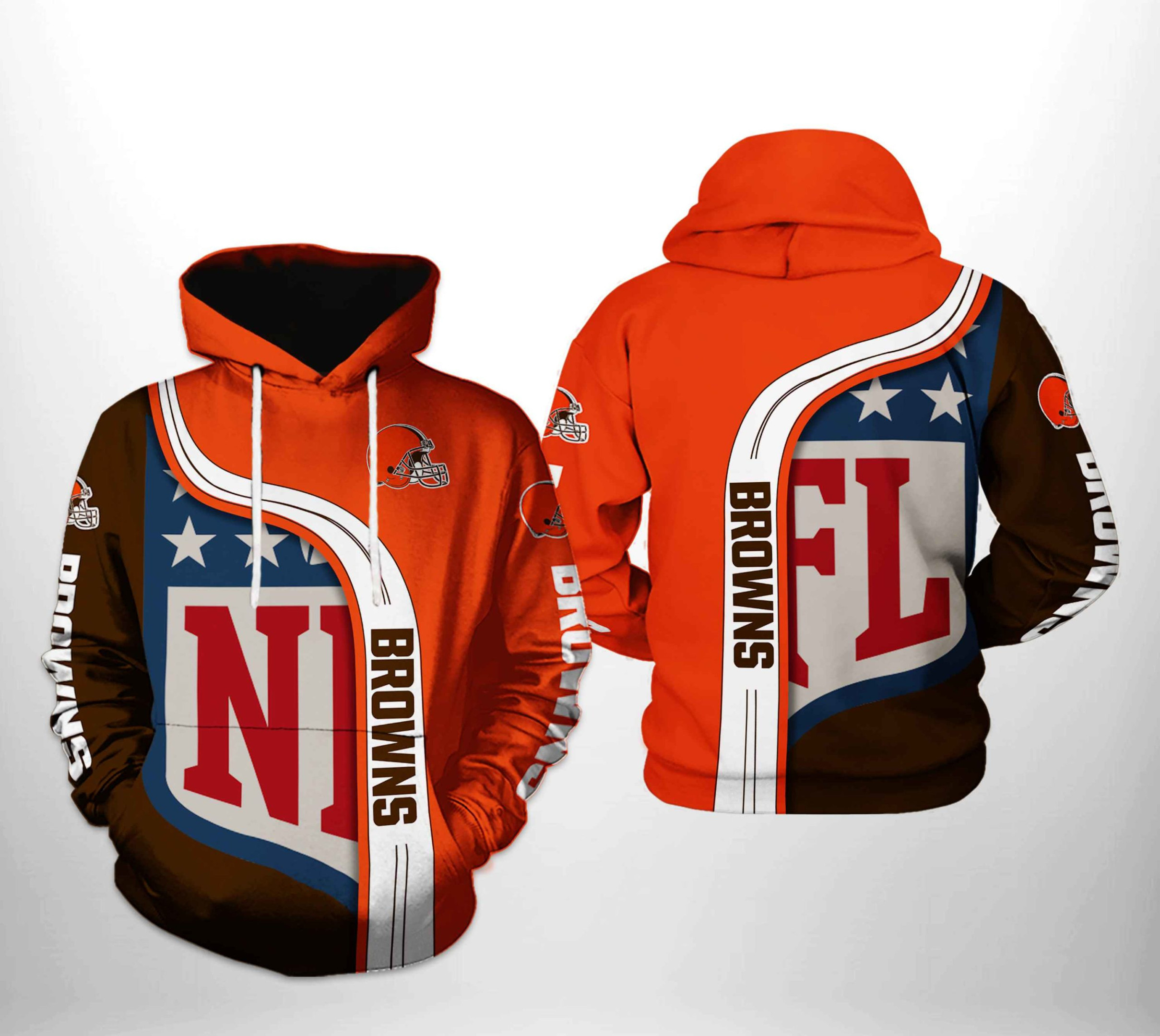 NFL Cleveland Browns NFL Team Hoodie  Zip Hoodie Version 2141