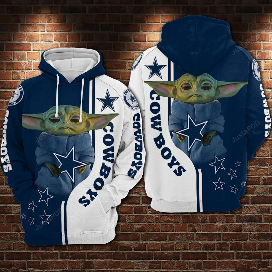 NFL Dallas Cowboys Nfl Football Baby Yoda Hug Star Hoodie  Zip Hoodie