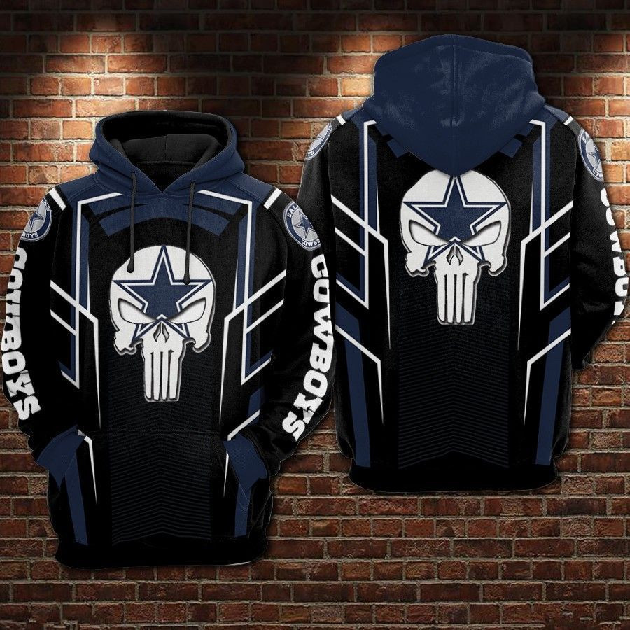 NFL Dallas Cowboys Nfl Football Punisher Skull Star Hoodie  Zip Hoodie Version 1967