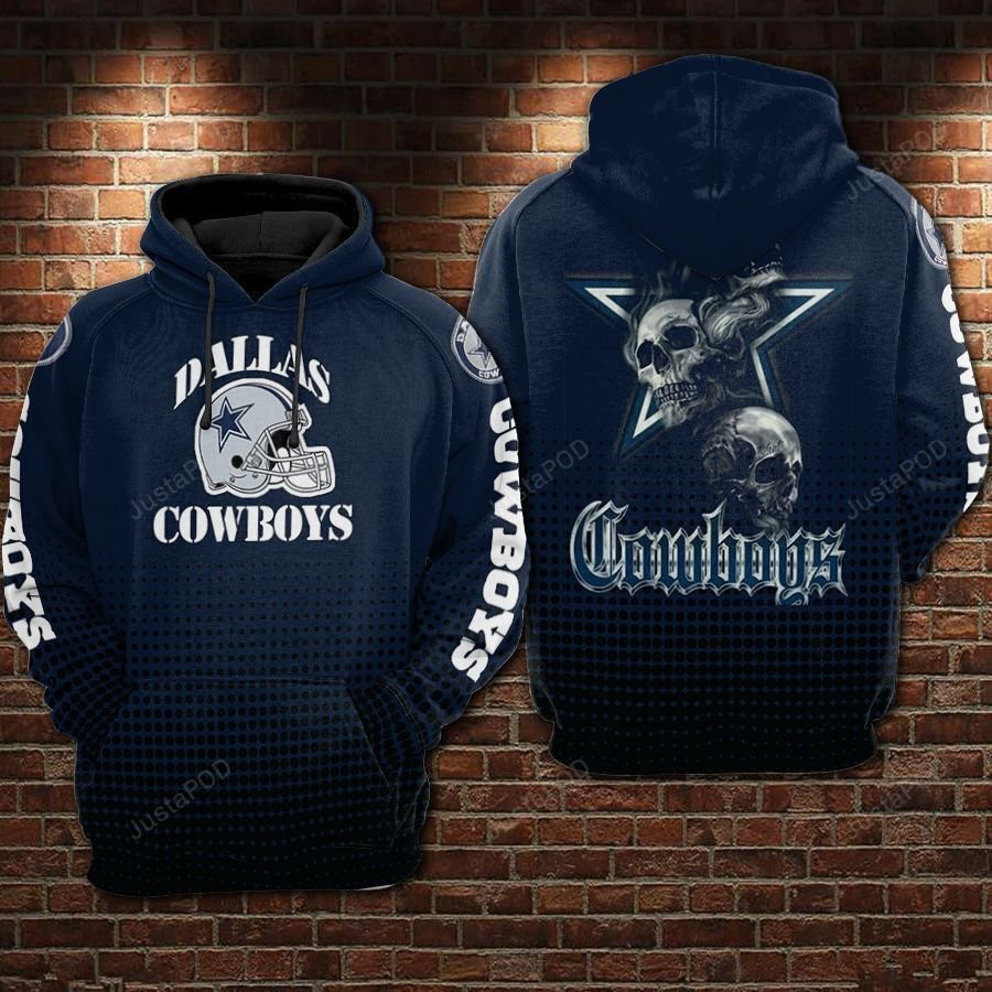 NFL Dallas Cowboys Nfl Football Skull Dark Blue Hoodie  Zip Hoodie