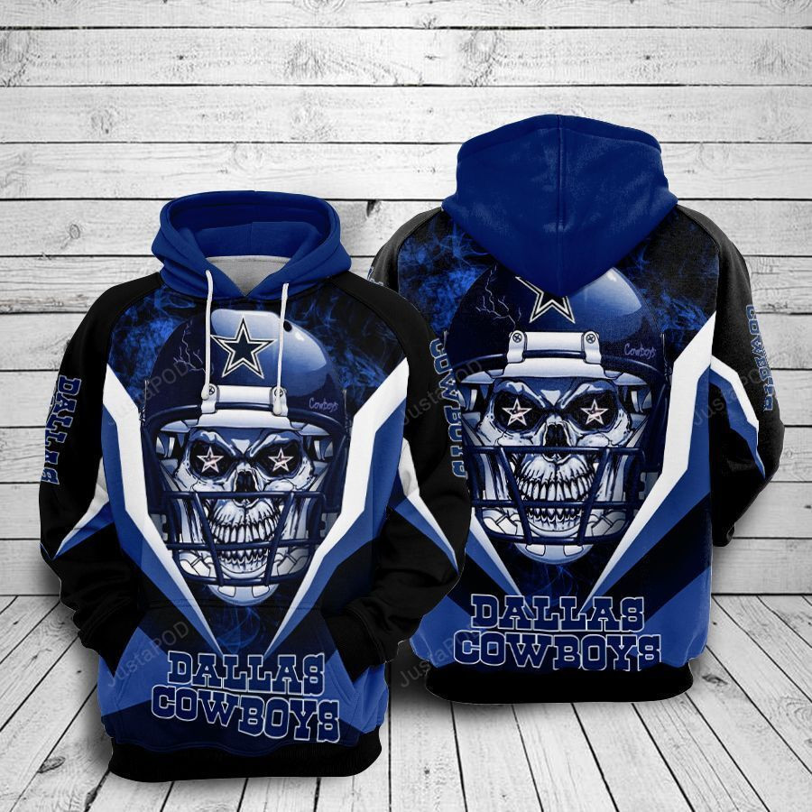NFL Dallas Cowboys Nfl Football Skull Wearing A Hat Hoodie  Zip Hoodie