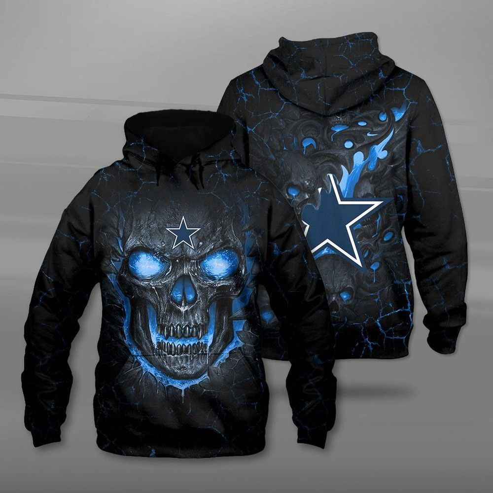NFL Dallas Cowboys NFL Hello Darkness My Old Friend Skull Hoodie  Zip Hoodie
