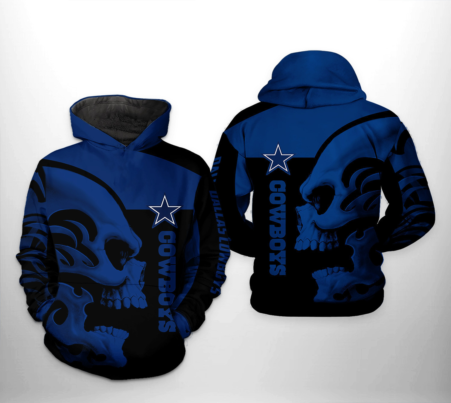 NFL Dallas Cowboys NFL Skull Hoodie  Zip Hoodie Version 1398
