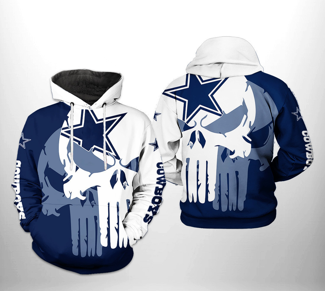 NFL Dallas Cowboys NFL Team Skull Hoodie  Zip Hoodie