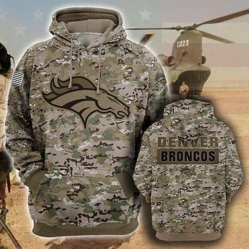 Nfl Denver Broncos Camouflage Hoodie Zip Hoodie