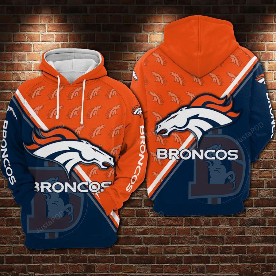 NFL Denver Broncos Nfl Football Big Logo Hoodie  Zip Hoodie