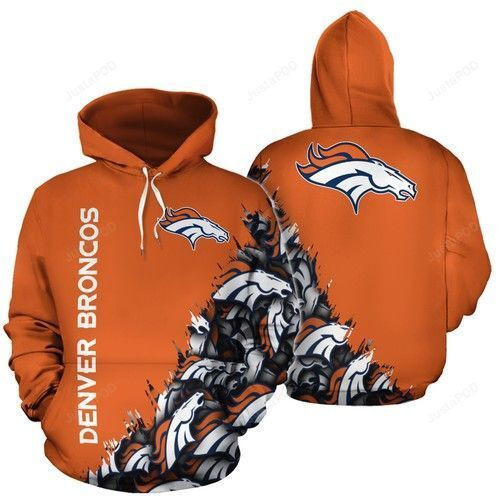 NFL Denver Broncos Nfl Football Orange Hoodie  Zip Hoodie Version 1181