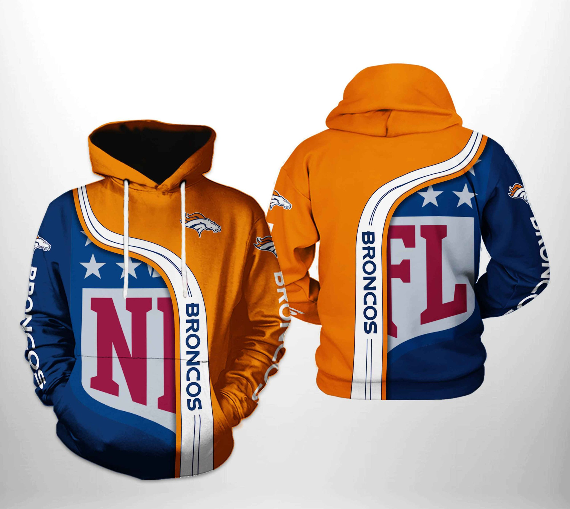 NFL Denver Broncos NFL Team Hoodie  Zip Hoodie Version 919