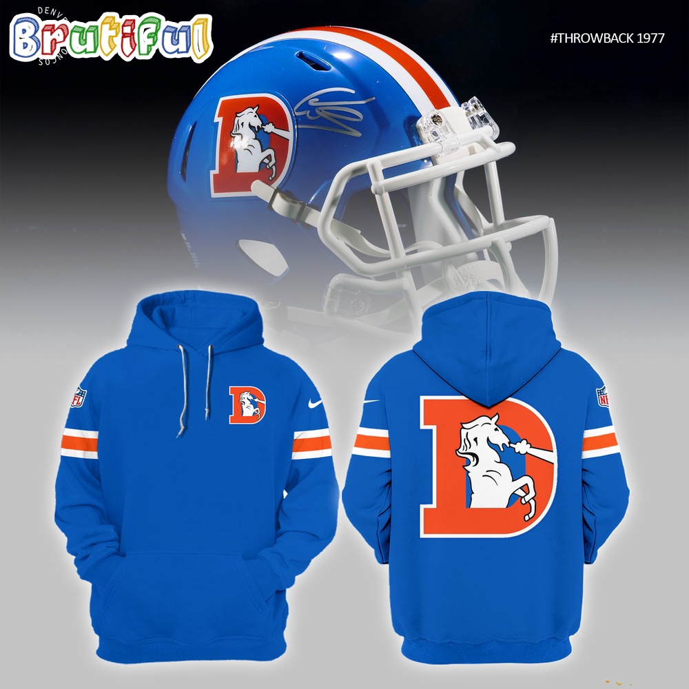 NFL Denver Broncos Throwback 1977 Navy Hoodie Gift For Sport Music Fans