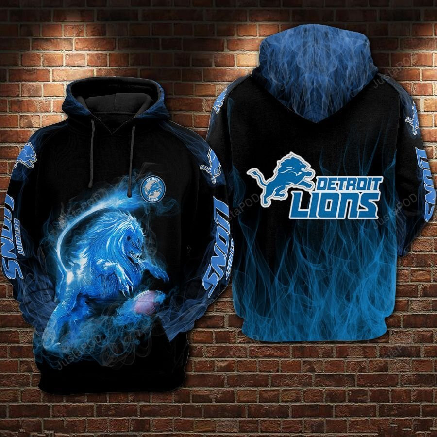 NFL Detroit Lions Nfl Football Lions Smoke Hoodie  Zip Hoodie Version 898