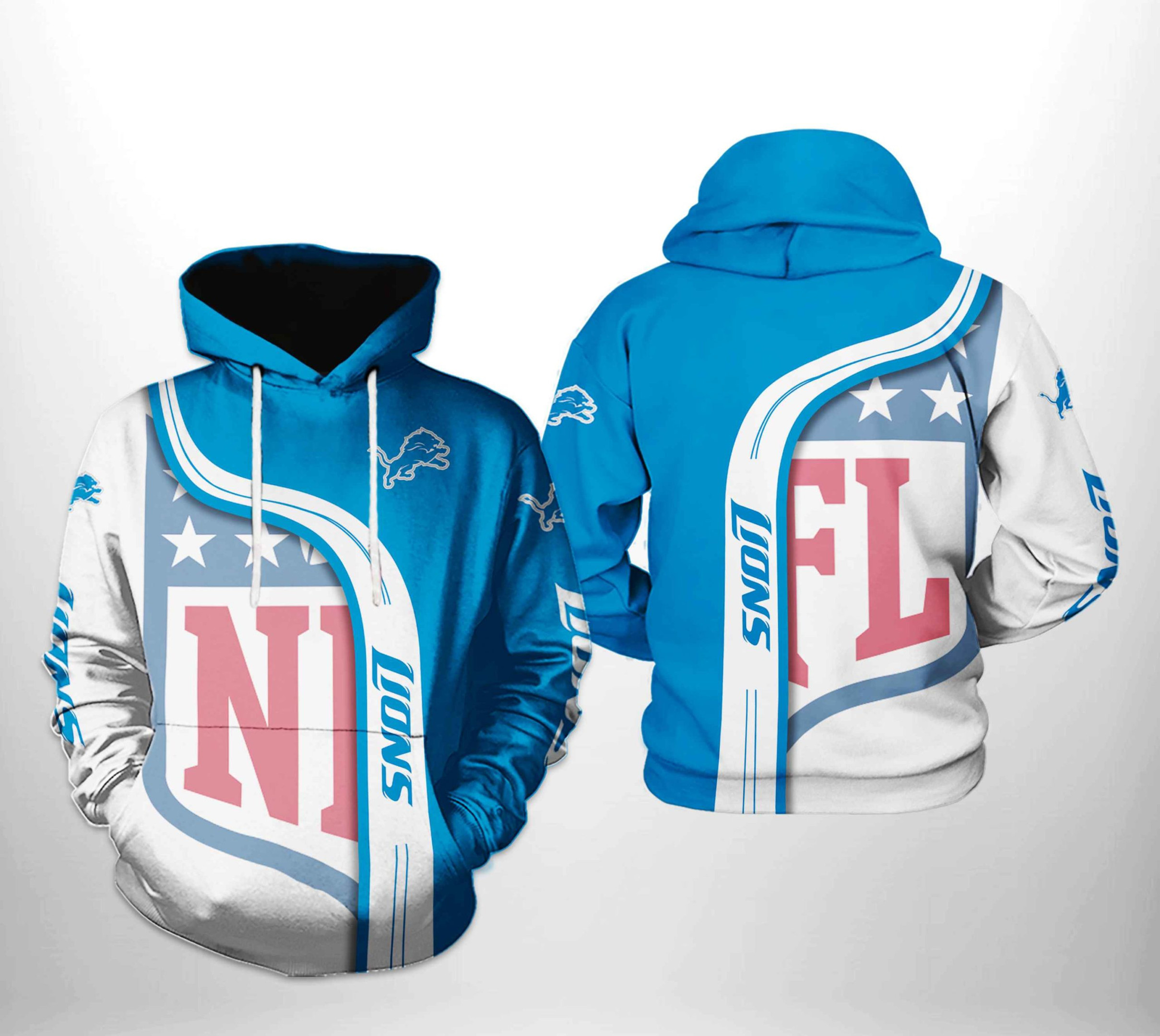 NFL Detroit Lions NFL Team Hoodie  Zip Hoodie Version 2125