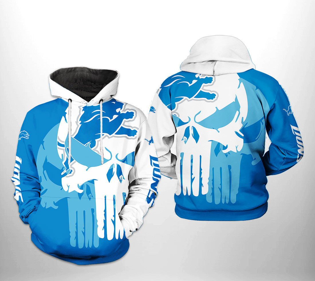 NFL Detroit Lions NFL Team Skull Hoodie  Zip Hoodie