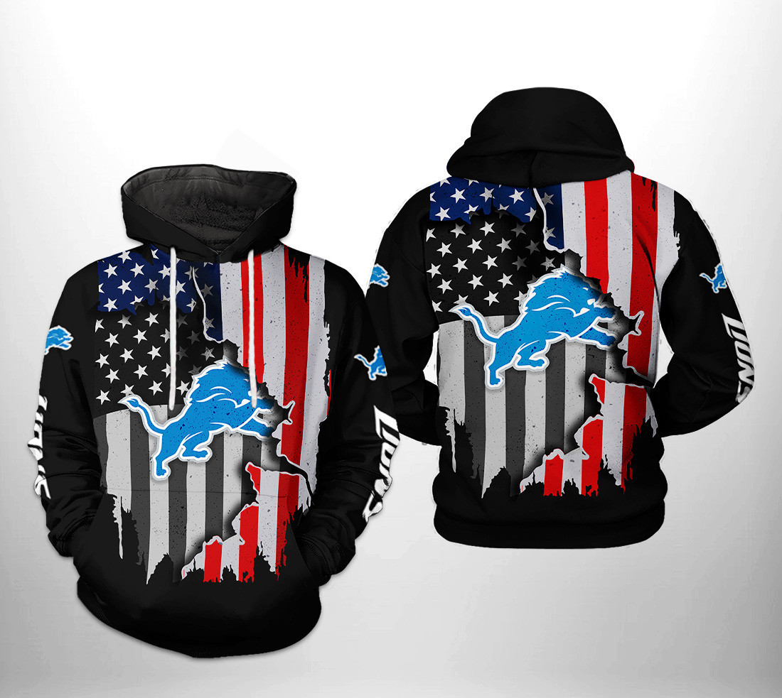 NFL Detroit Lions NFL US Flag Team Hoodie  Zip Hoodie Style 1594 Gift For Sport Music Fans