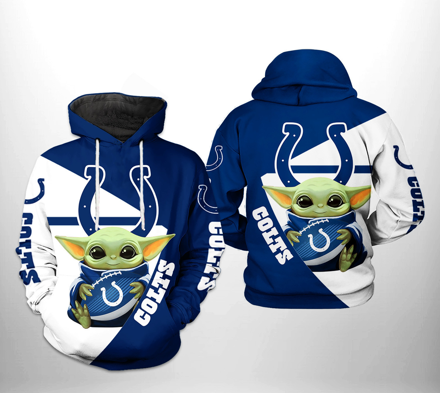 NFL Indianapolis Colts NFL Baby Yoda Team Hoodie  Zip Hoodie