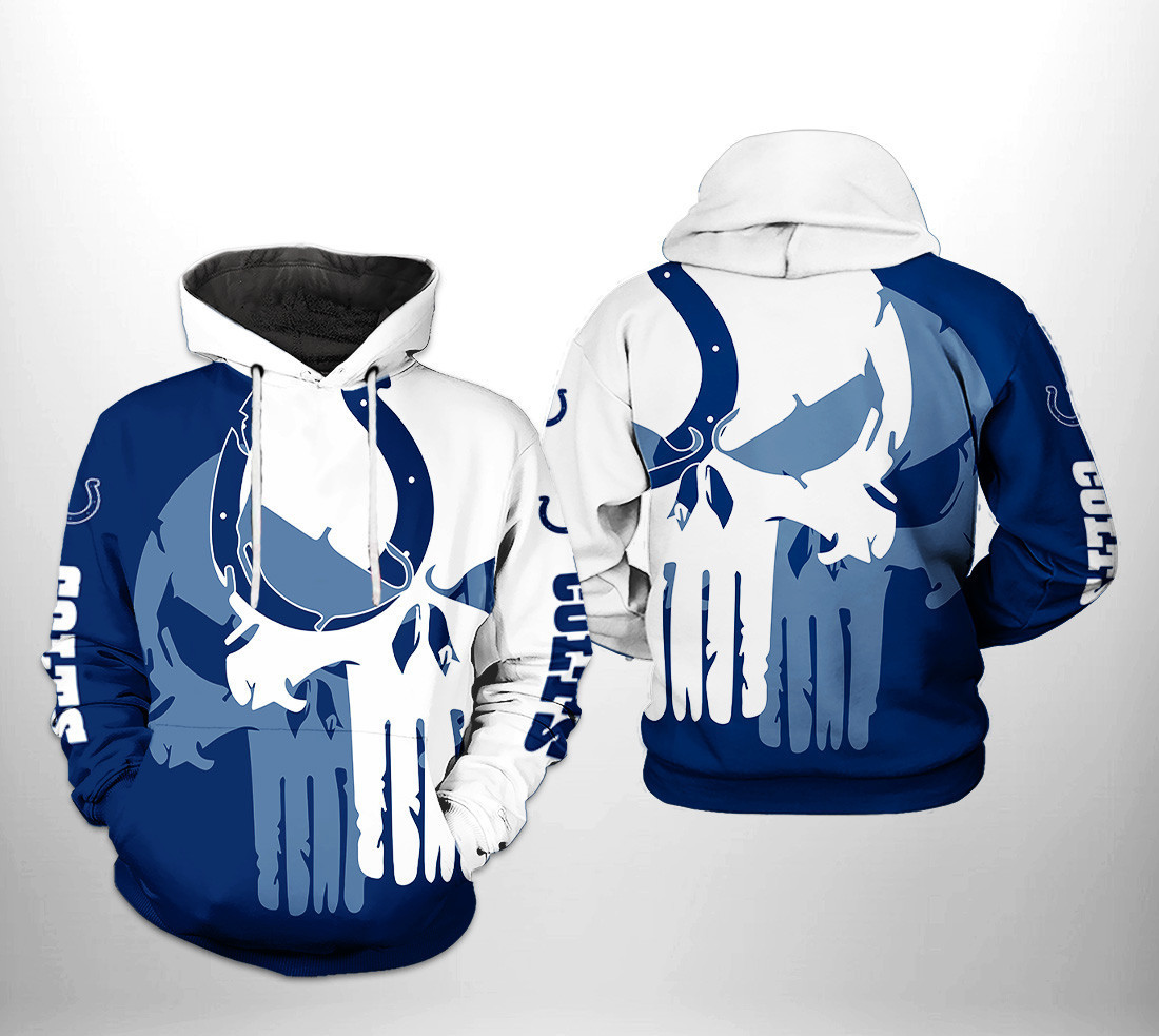 NFL Indianapolis Colts NFL Team Skull Hoodie  Zip Hoodie