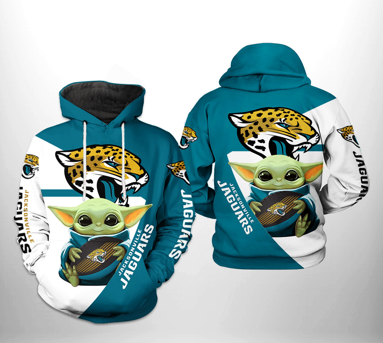 NFL Jacksonville Jaguars NFL Baby Yoda Team Hoodie  Zip Hoodie