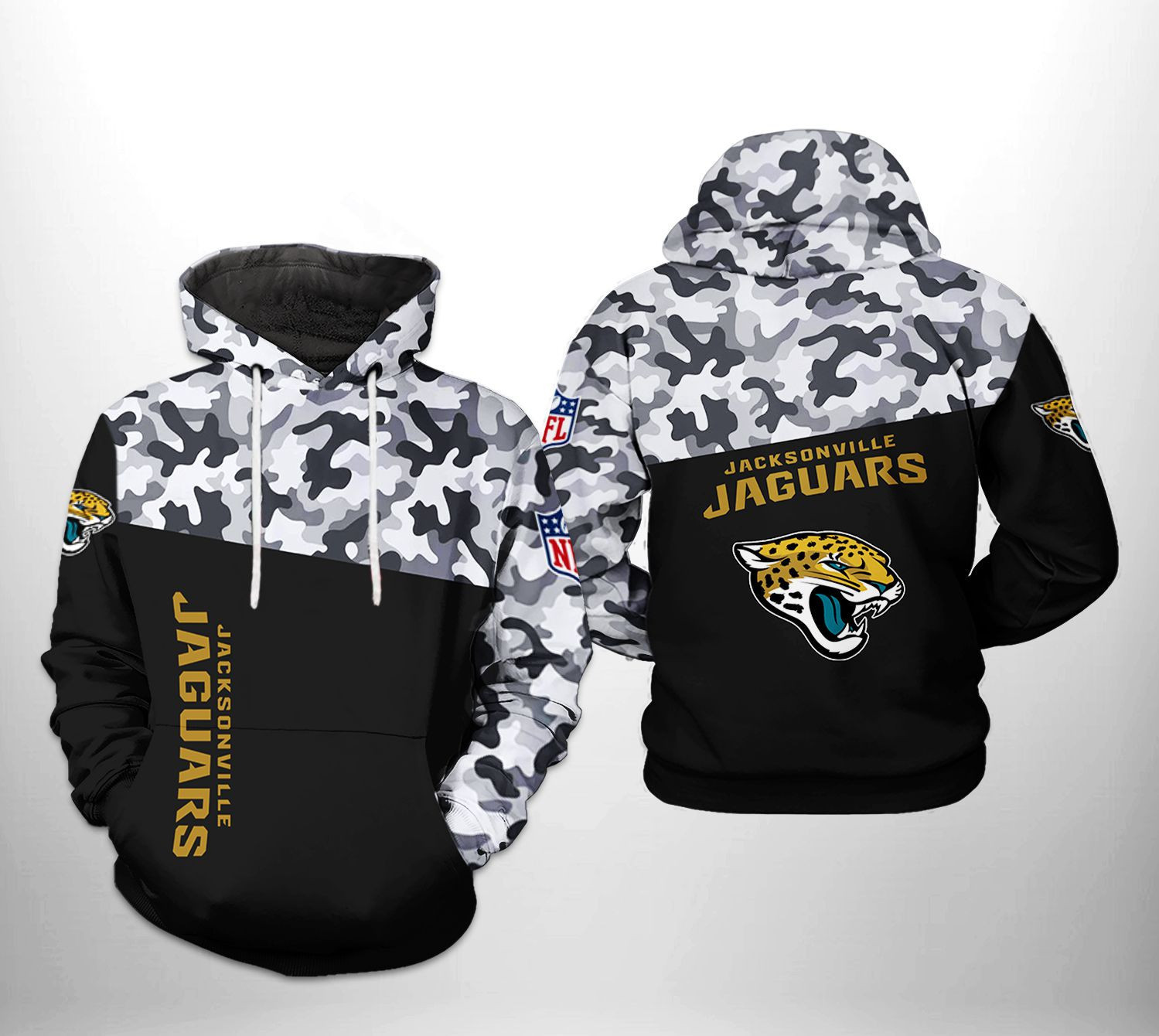 NFL Jacksonville Jaguars NFL Camo Veteran Team Hoodie  Zip Hoodie