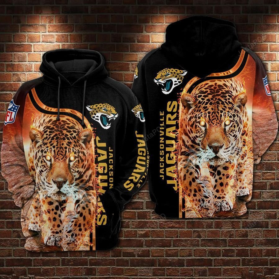 NFL Jacksonville Jaguars Nfl Football Tiger Fire Hoodie  Zip Hoodie
