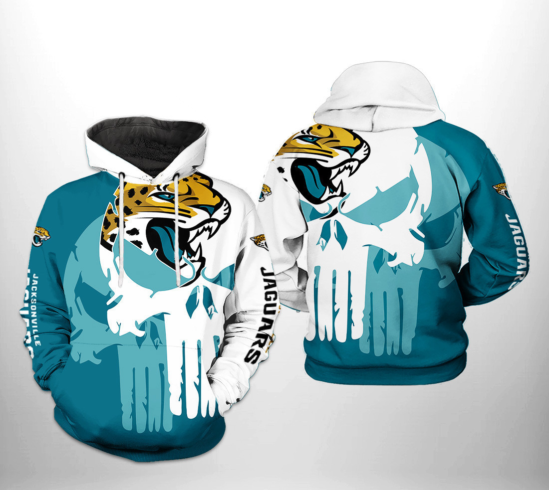 NFL Jacksonville Jaguars NFL Team Skull Hoodie  Zip Hoodie
