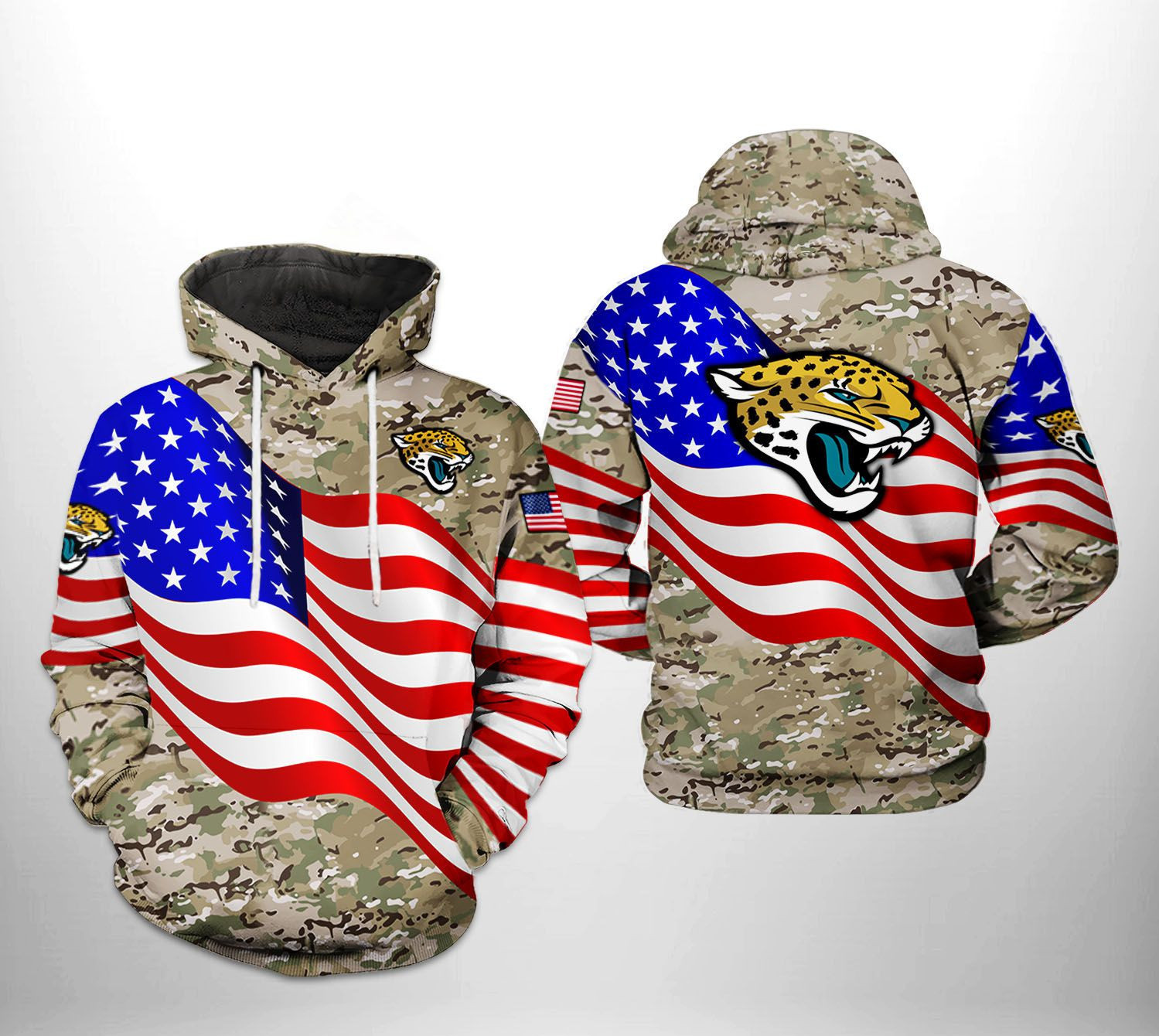 NFL Jacksonville Jaguars NFL US Flag Camo Veteran Team Hoodie  Zip Hoodie