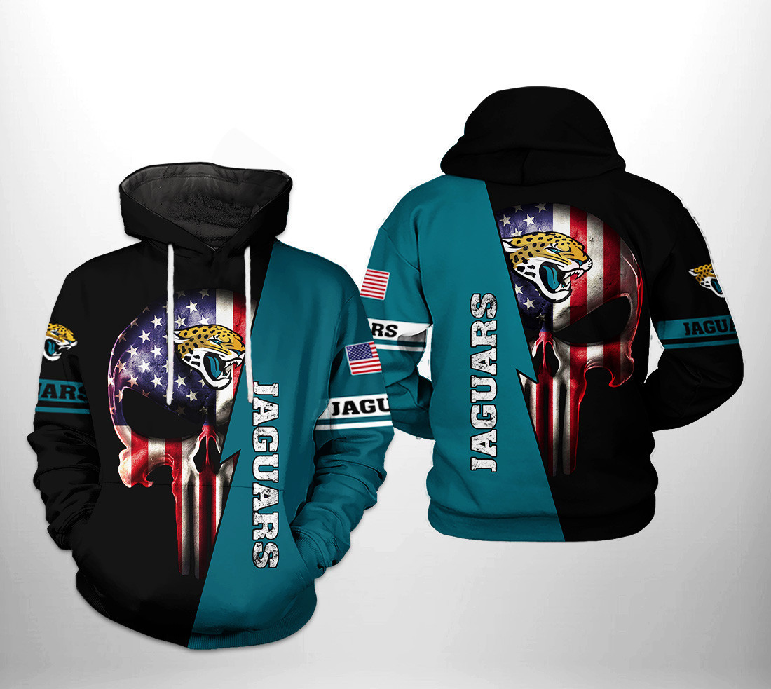 NFL Jacksonville Jaguars NFL US Flag Skull Team Hoodie  Zip Hoodie