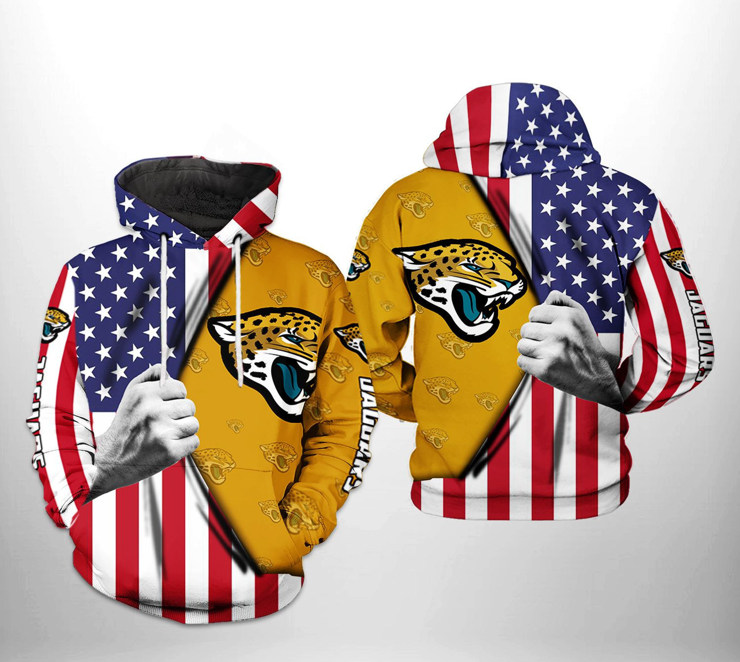NFL Jacksonville Jaguars NFL US Flag Team Hoodie  Zip Hoodie Version 746