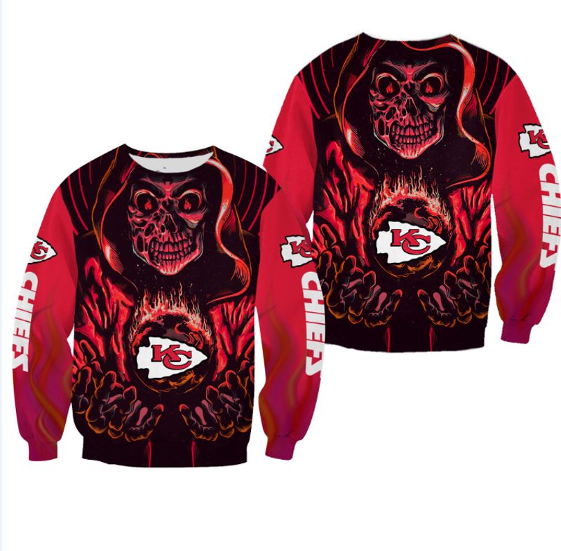 NFL Kansas City Chiefs Death Halloween Skull Limited Edition Sweatshirt Hoodie Zipped Hoodie