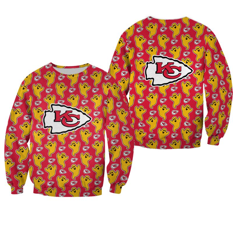 NFL Kansas City Chiefs Funny Ghosts Pattern Halloween Edition Sweatshirt Hoodie Zipped Hoodie