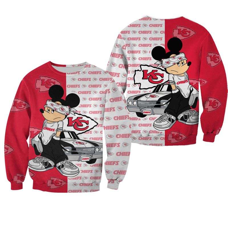NFL Kansas City Chiefs Mickey All Over Print Sweatshirt Hoodie Zipped Hoodie
