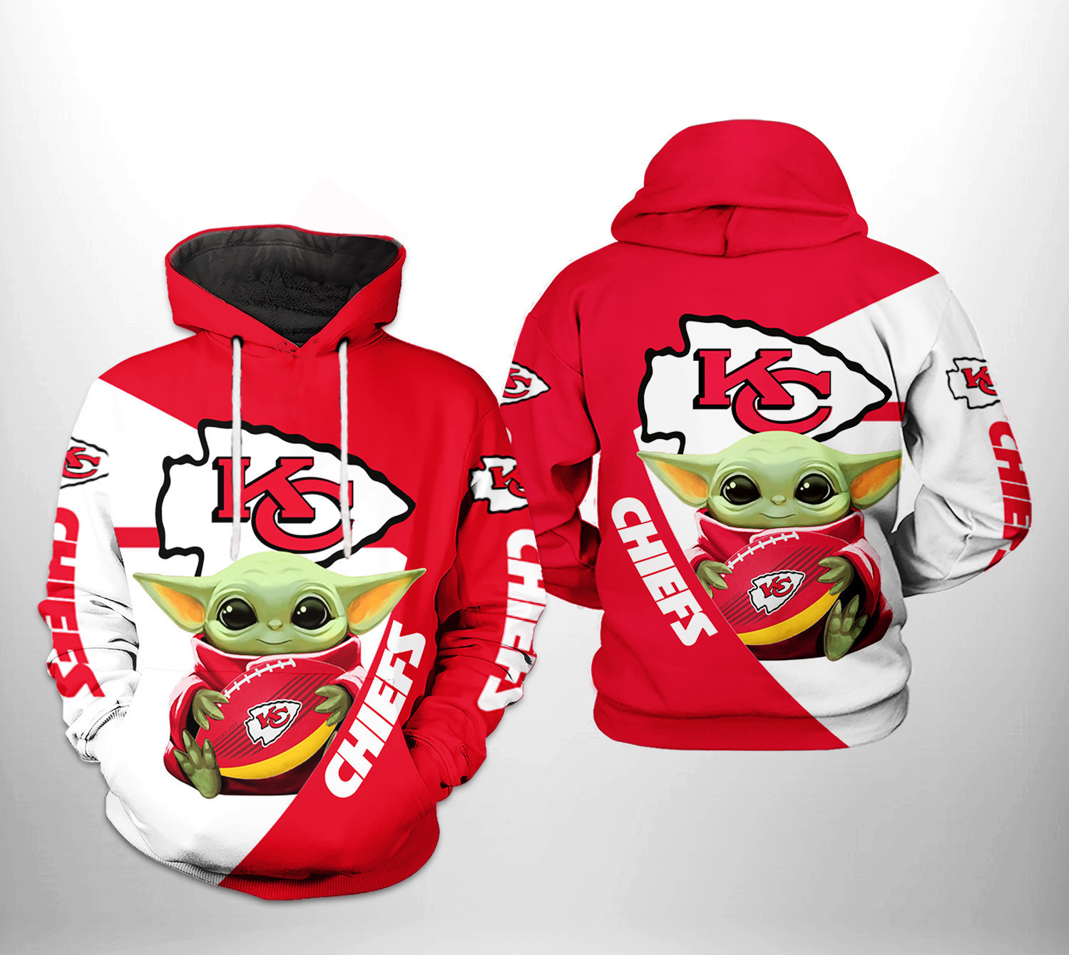 NFL Kansas City Chiefs NFL Baby Yoda Team Hoodie  Zip Hoodie