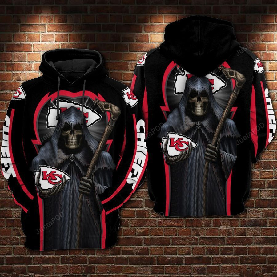 NFL Kansas City Chiefs Nfl Football Skull Death Hoodie  Zip Hoodie