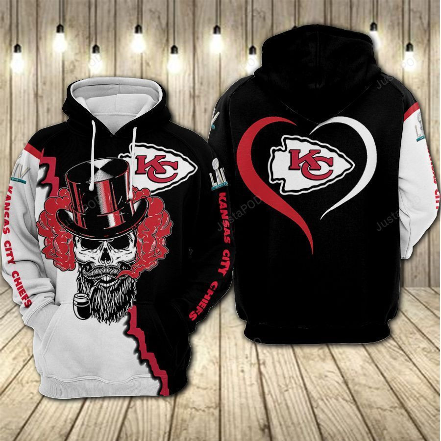NFL Kansas City Chiefs Nfl Football Skull Smoke Hoodie  Zip Hoodie