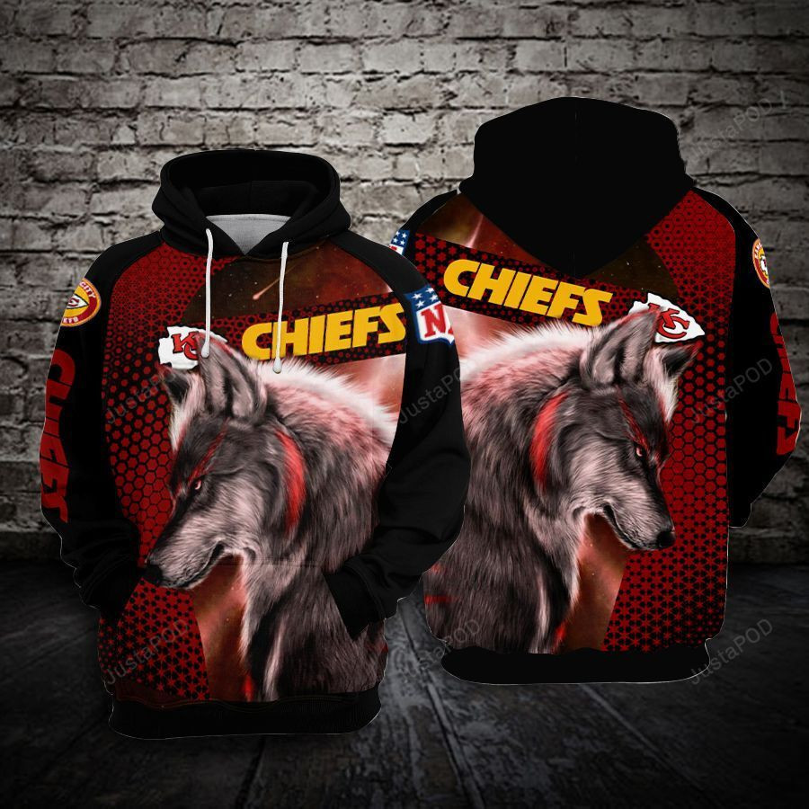 NFL Kansas City Chiefs Nfl Football Wolf Hoodie  Zip Hoodie