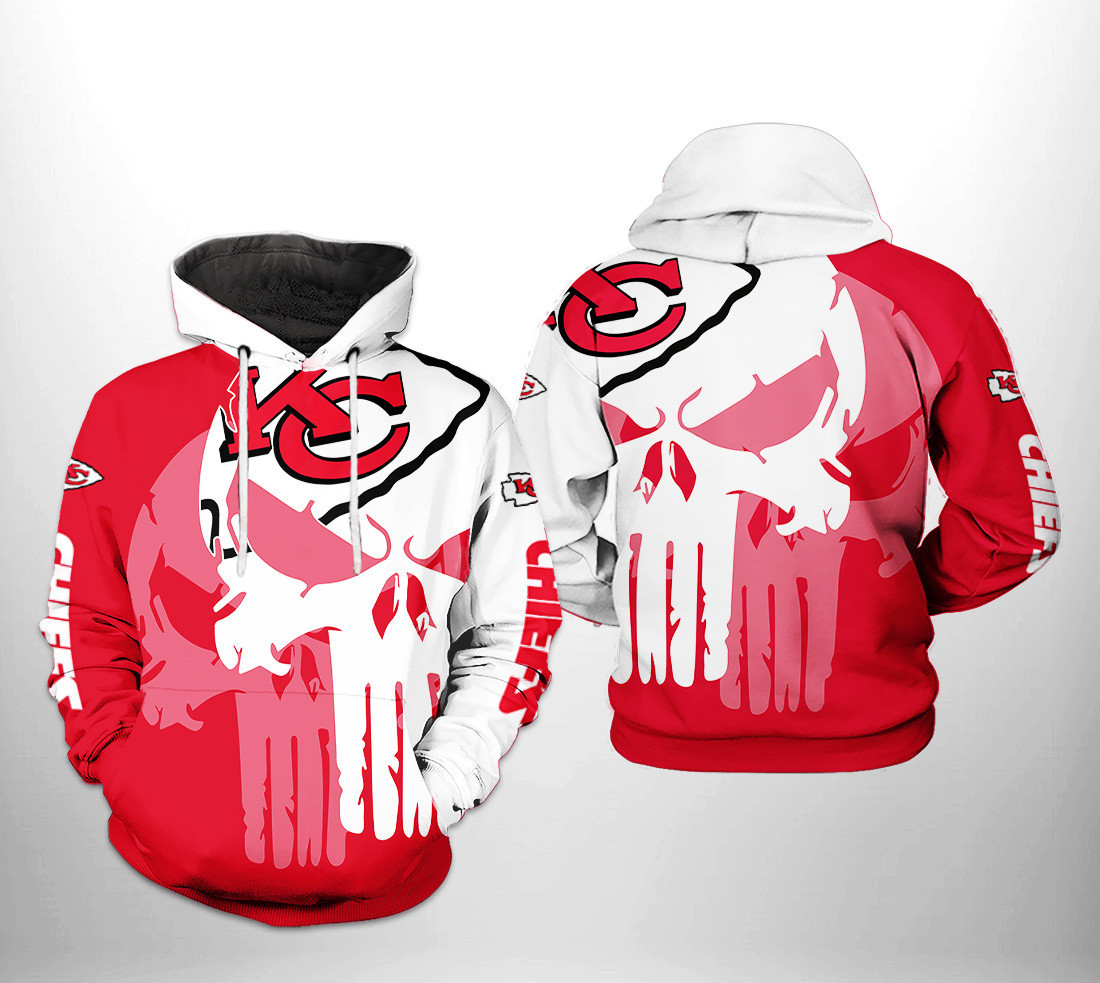 NFL Kansas City Chiefs NFL Team Skull Hoodie  Zip Hoodie