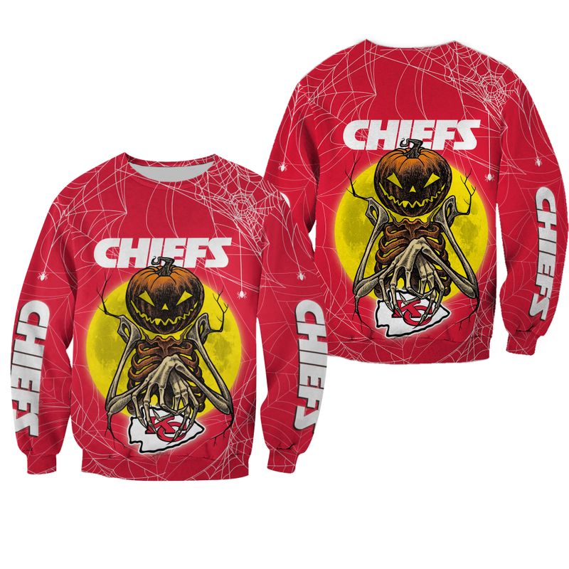NFL Kansas City Chiefs Pumpskin Monster Halloween Edition Sweatshirt Hoodie Zipped Hoodie
