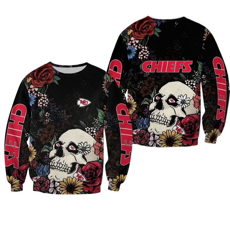 NFL Kansas City Chiefs Skull And Roses Hoodie