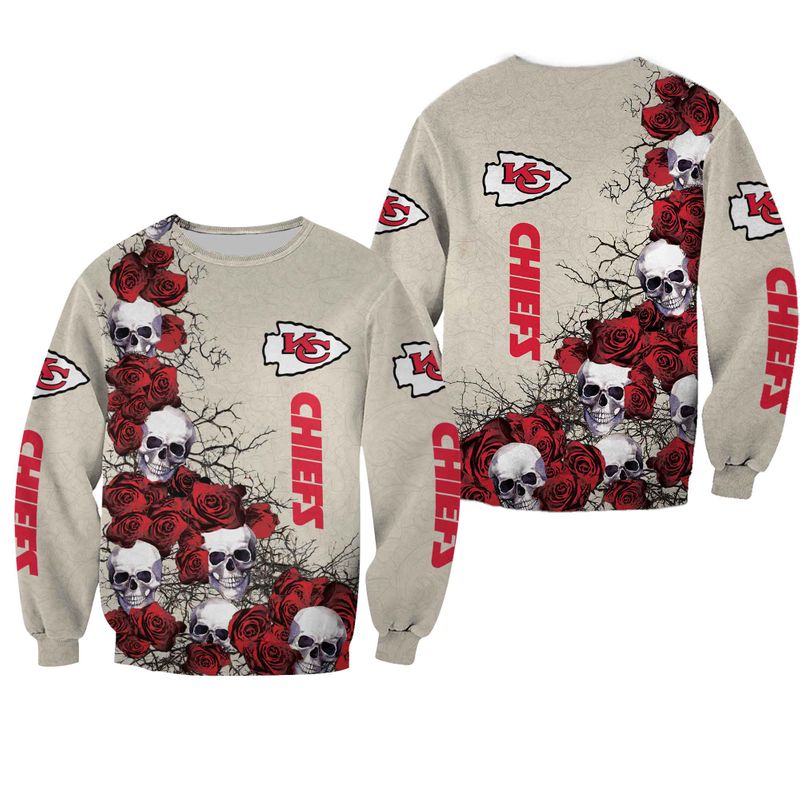 NFL Kansas City Chiefs Skulls and roses Hoodie Version 169