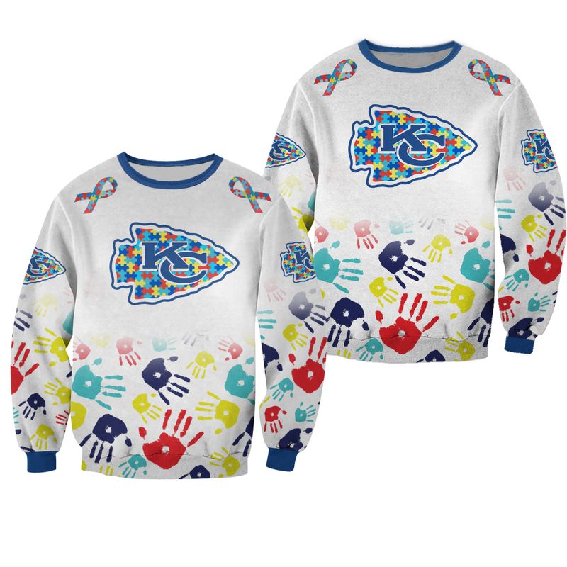 NFL Kansas City Chiefs Special Autism Awareness Design Sweatshirt Hoodie Zipped Hoodie