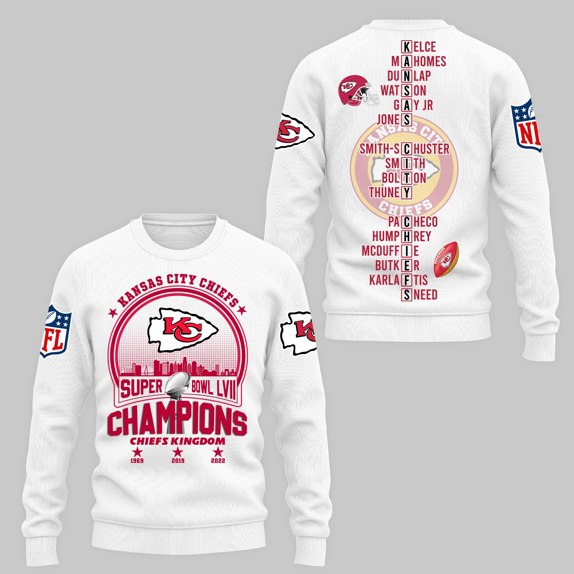 NFL Kansas City Chiefs Super Bowl LVII Champions Mens and Womens Sweatshirt Hoodie Zipped Hoodie Version 113
