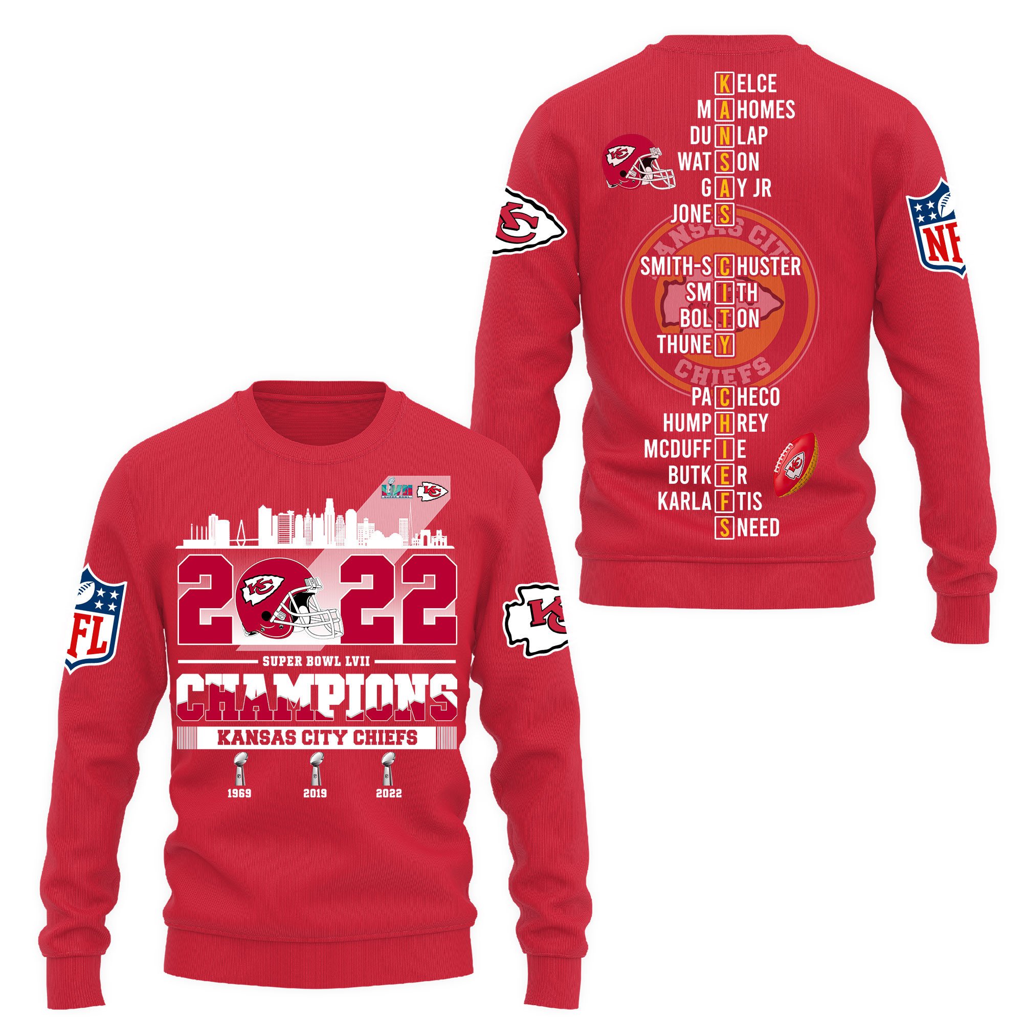 NFL Kansas City Chiefs Super Bowl LVII Champions Mens and Womens Sweatshirt Hoodie Zipped Hoodie Version 120