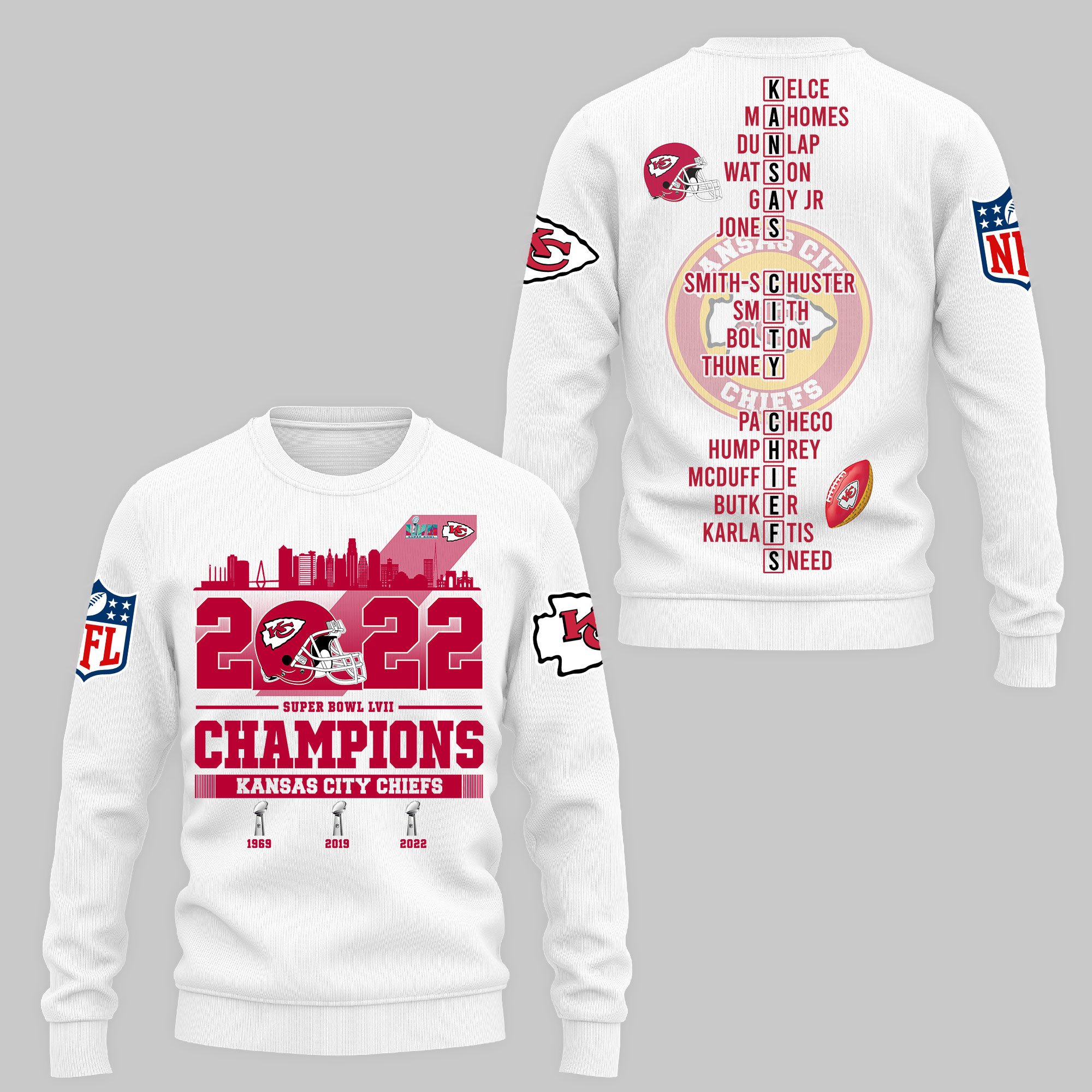 NFL Kansas City Chiefs Super Bowl LVII Champions Mens and Womens Sweatshirt Hoodie Zipped Hoodie Version 127
