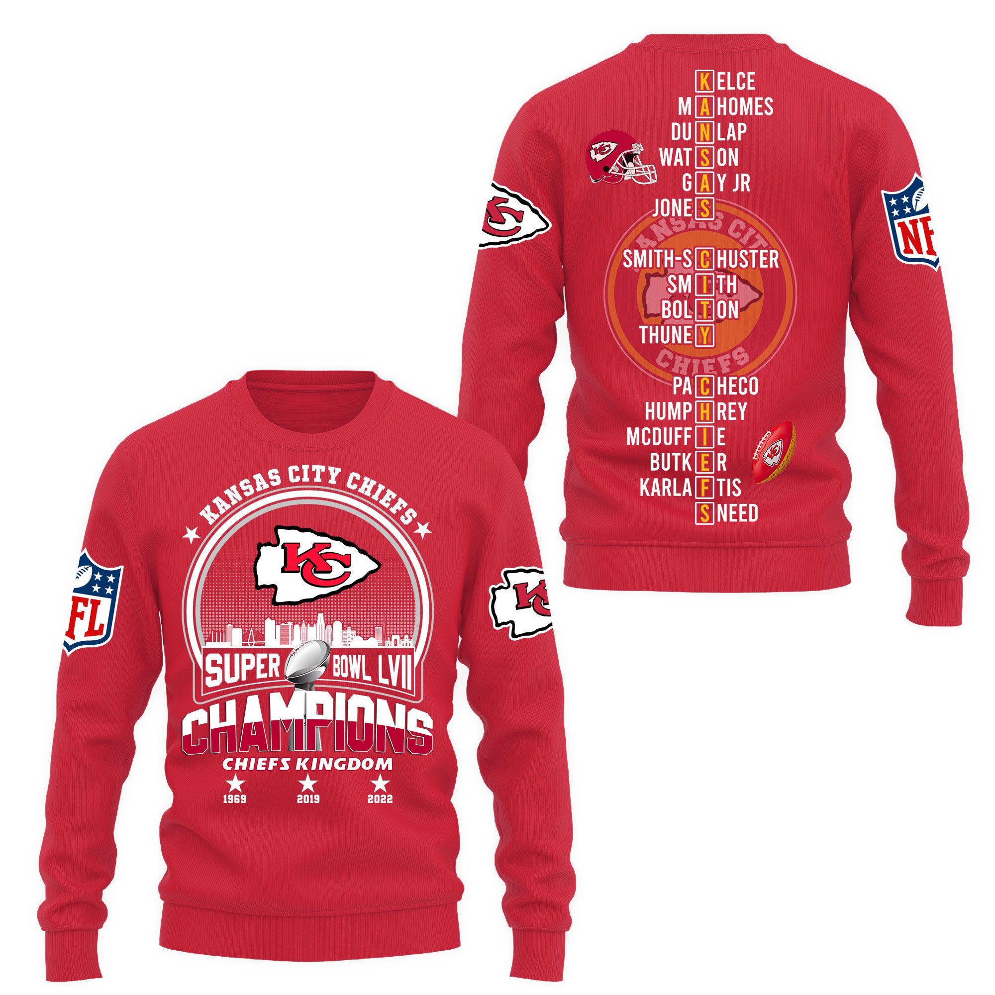 NFL Kansas City Chiefs Super Bowl LVII Champions Mens and Womens Sweatshirt Hoodie Zipped Hoodie Version 79