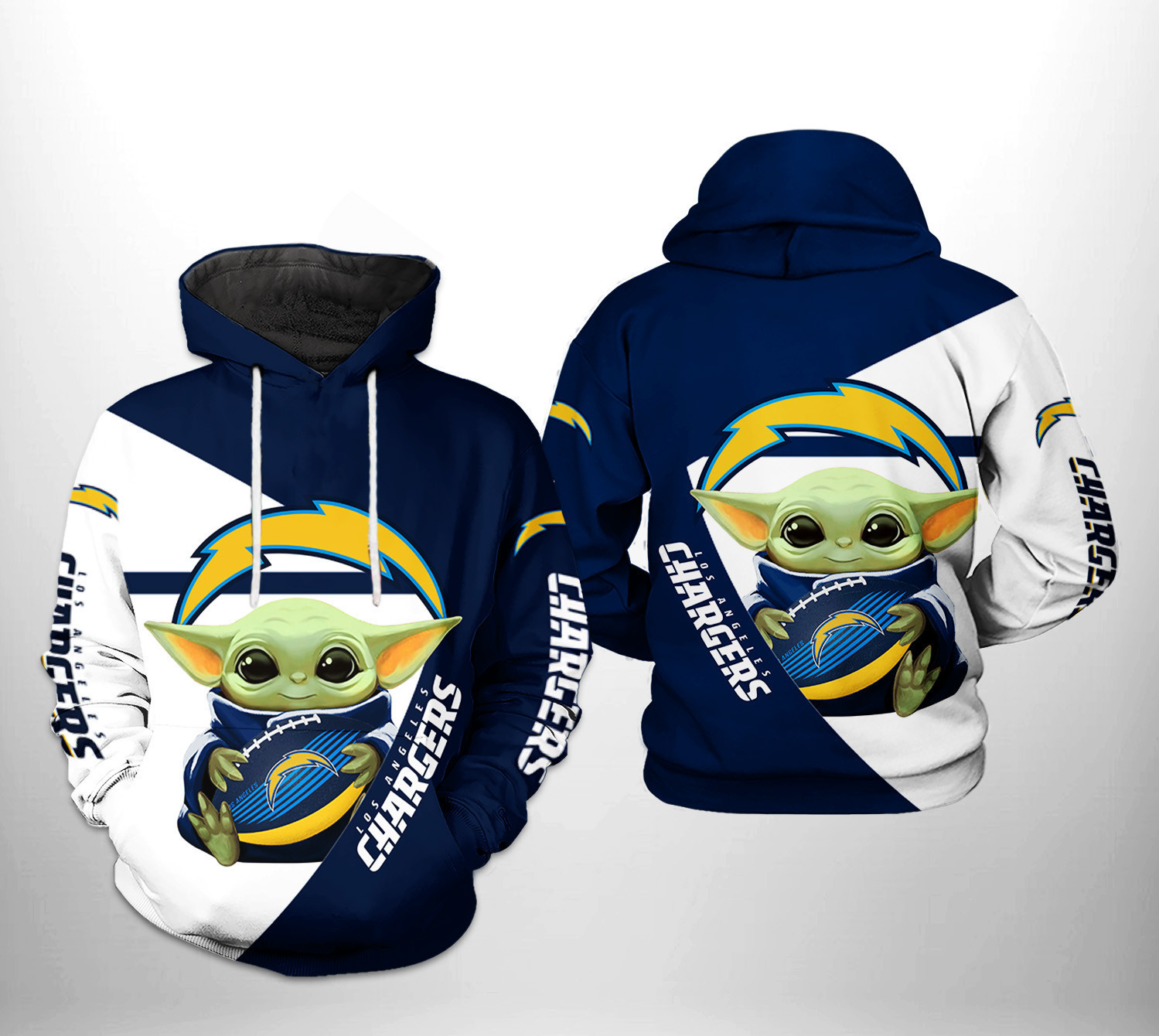 NFL Los Angeles Chargers NFL Baby Yoda Team Hoodie  Zip Hoodie