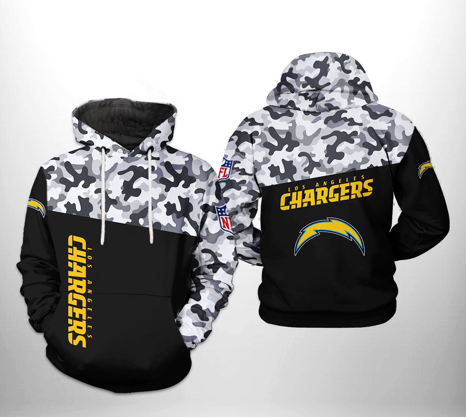 NFL Los Angeles Chargers NFL Camo Veteran Team Hoodie  Zip Hoodie