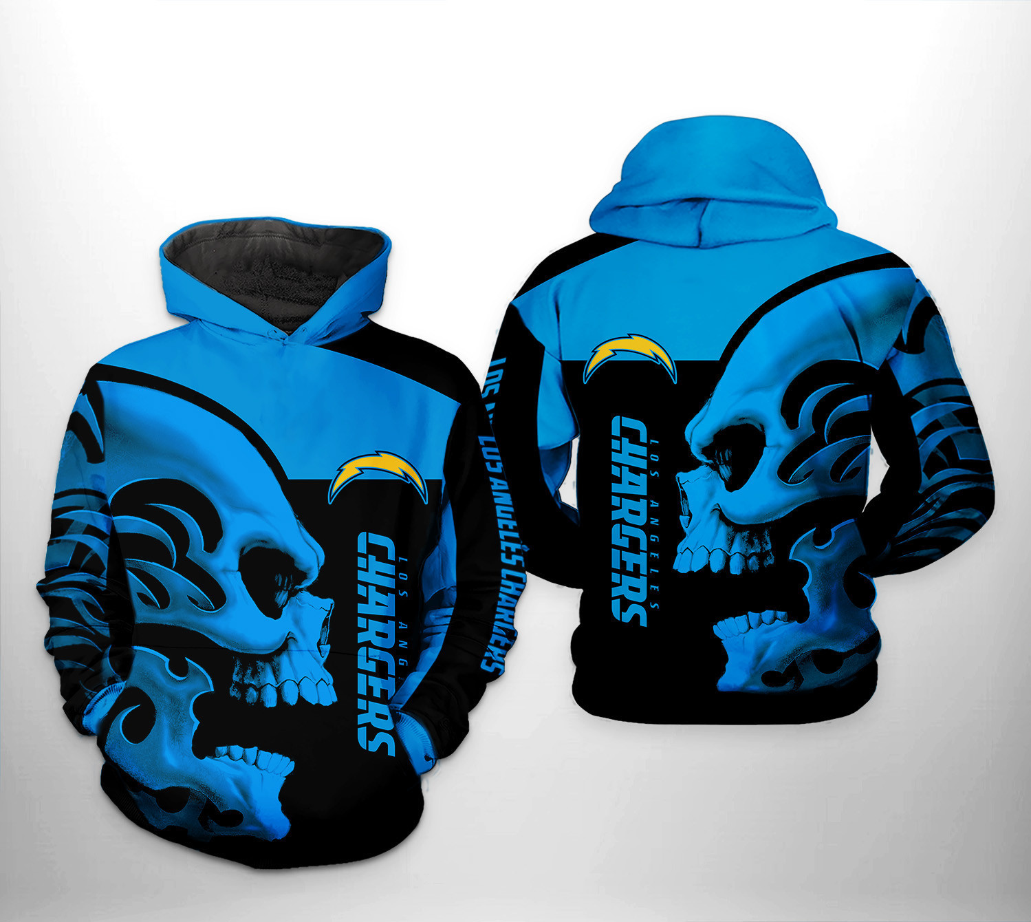 NFL Los Angeles Chargers NFL Skull Hoodie  Zip Hoodie