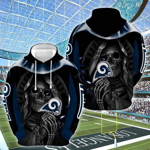 NFL Los Angeles Rams Nfl Football Skull Hold Logo Hoodie  Zip Hoodie Version 432