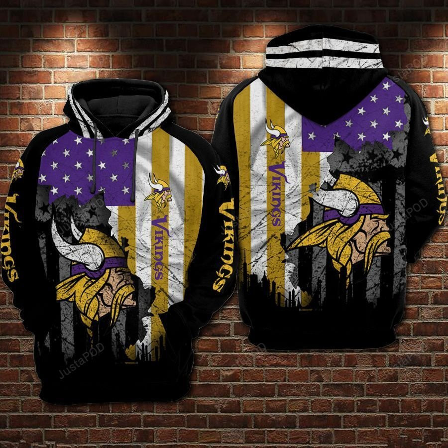 NFL Minnesota Vikings Nfl Football Flag American Hoodie  Zip Hoodie