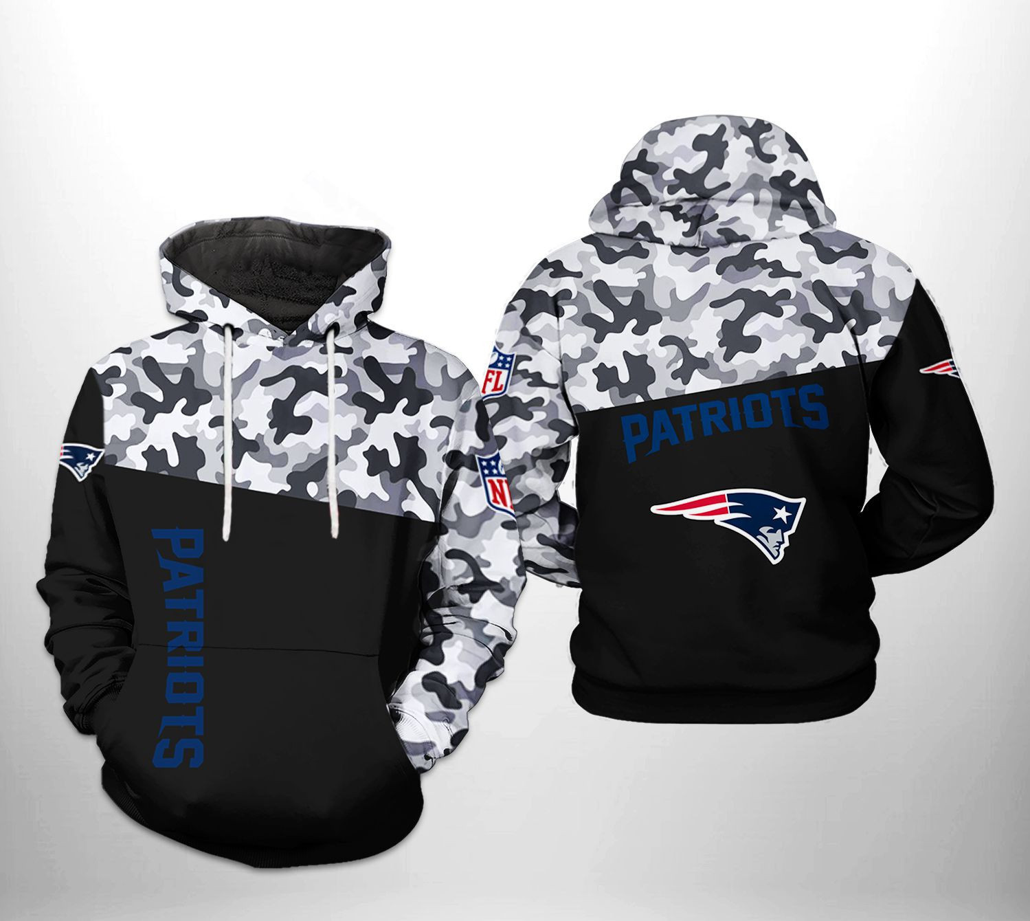 NFL New England Patriots NFL Camo Veteran Team Hoodie  Zip Hoodie