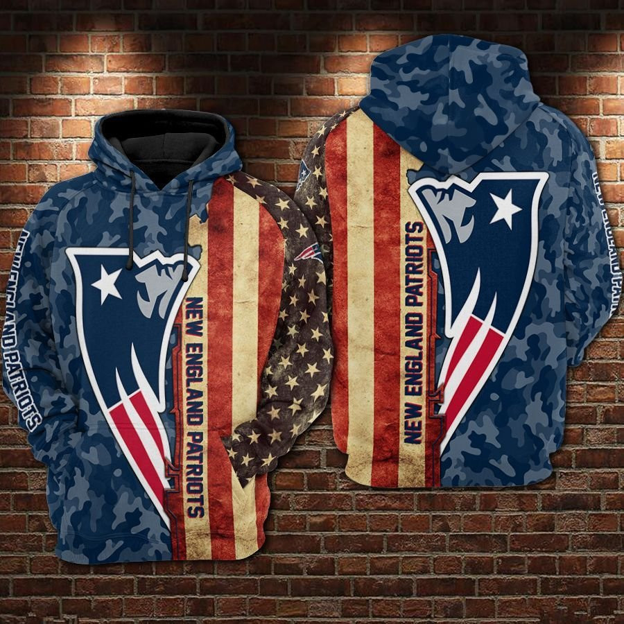 NFL New England Patriots Nfl Football Camouflage Hoodie  Zip Hoodie